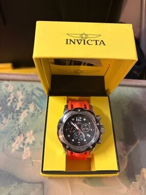 Invicta Orange Strap Chronograph with Black Dial